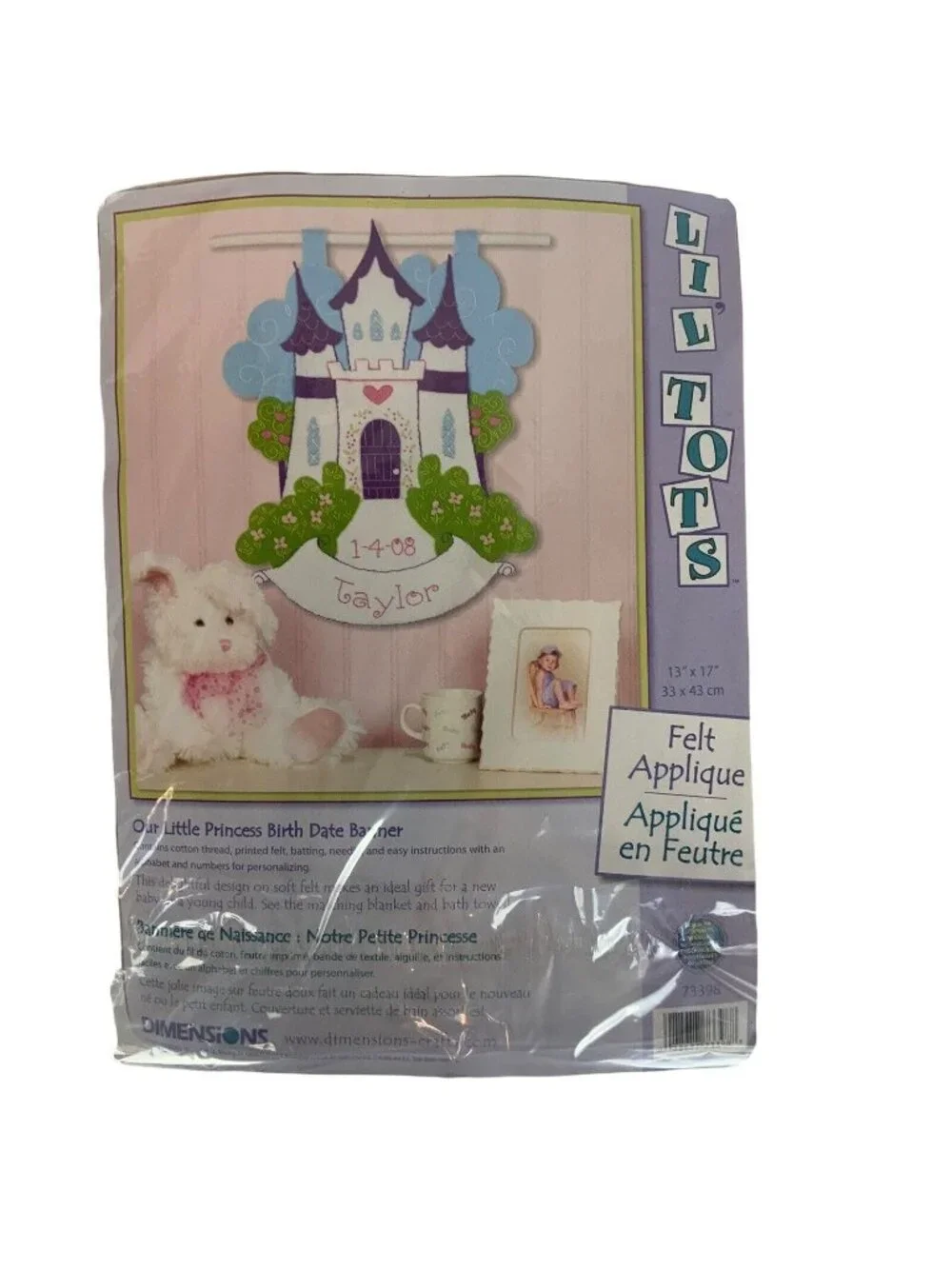 Dimensions Lil Tots Felt Appliqué Our Little Princess Birth Date Banner Kit